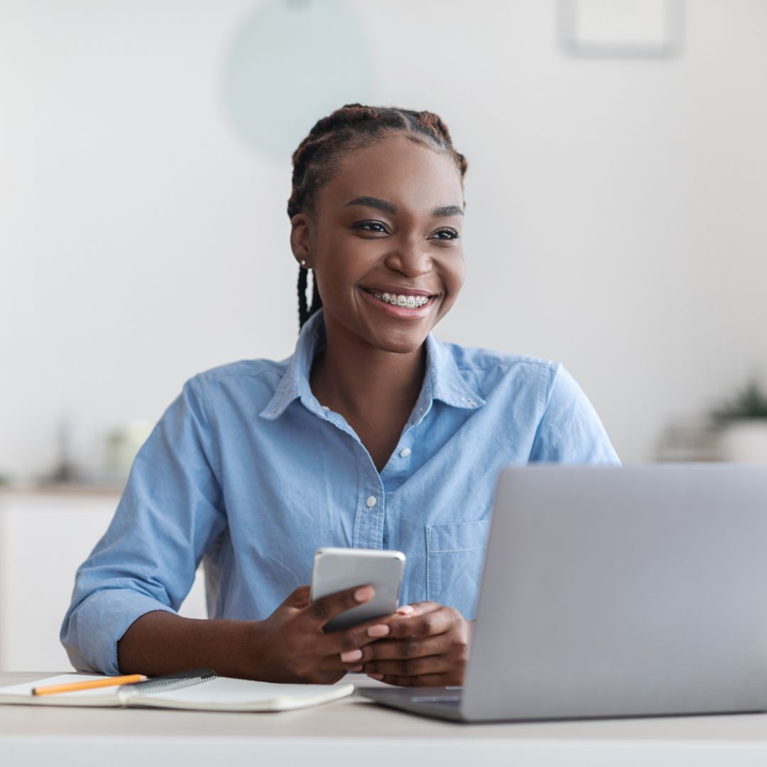 woman on computer